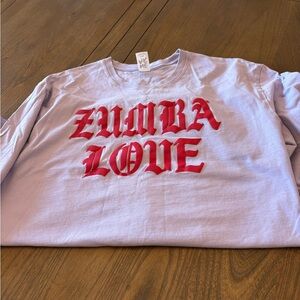 Zumba Love Lilac Tee with Red Lettering